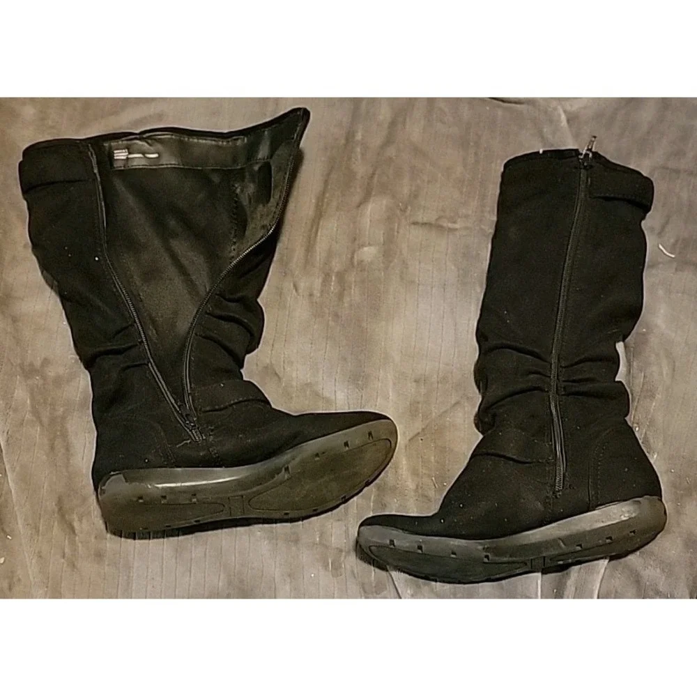 REPORT‎ Knee-High Slouch Boots  Black Faux Suede • Size 6.5
